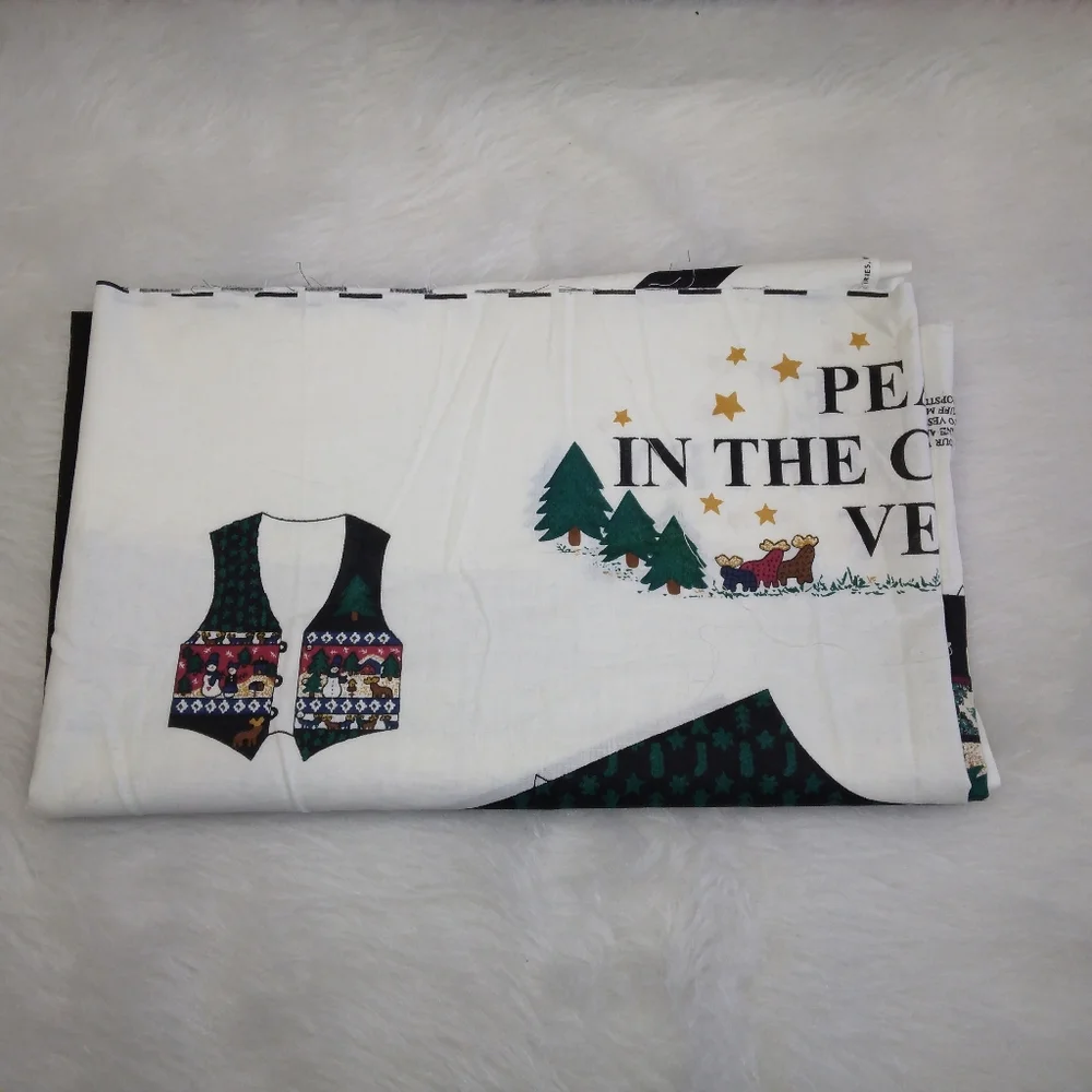 FABRIC Peace in the Country Christmas Vest panel, easy see and sew w/appliques